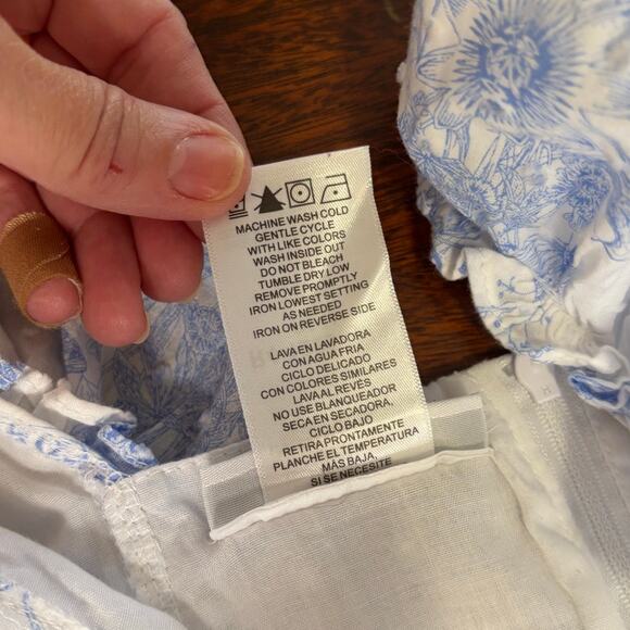 Bonnie Jean Girls Dress Sz 8 Blue & White Floral Butterfly Flutter Sleeve Party - Picture 5 of 9